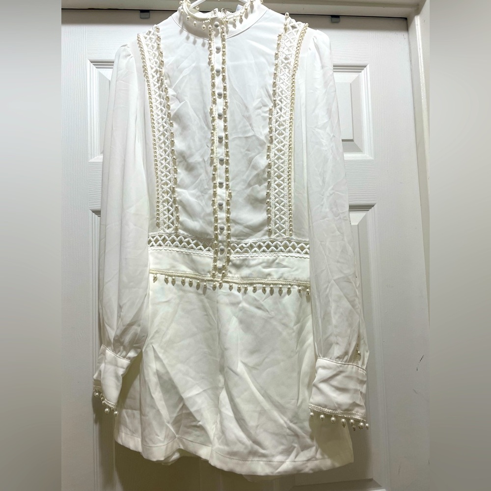 XL White Long Sleeve Romper